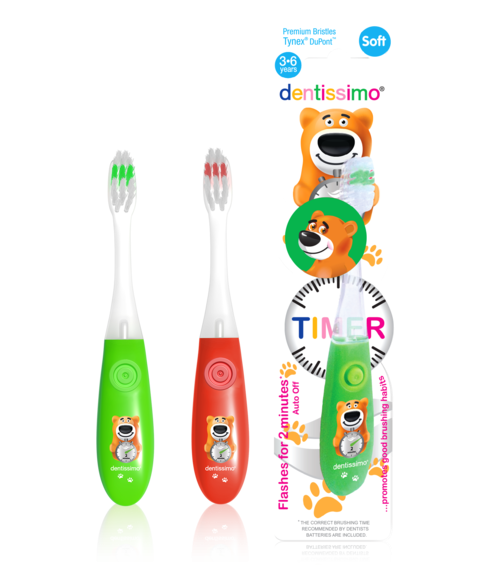 Children's Toothbrush with Flashing Timer - Pack of 3 for Boys