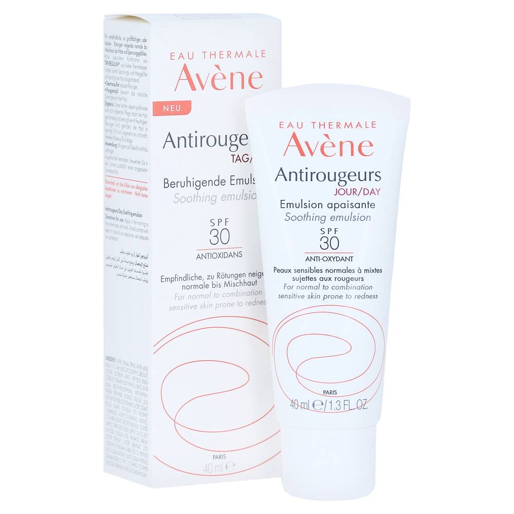 AVENE ANTIROUGEURS, SOOTHING DAY EMULSION WITH SPF30, FOR NORMAL/  COMBINATION SENSITIVE SKIN PRONE TO REDNESS 40ML