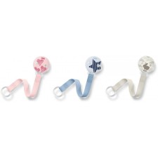 NUK PACIFIER STRAP, FOR ALL PACIFIERS WITH& WITHOUT RING. 3 COLOURS 1PIECE