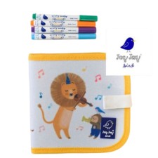 JAQ JAQ BIRD DOODLE IT & GO MINI ERASABLE BOOK LION WITH 4 WISHY WASHY MARKERS