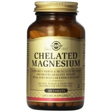 SOLGAR CHELATED MAGNESIUM 100MG. SUPPORTS NERVE& MUSCLE FUNCTION AND PROMOTES HEALTHY BONES 100TABLETS