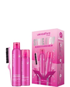 Lee Stafford Style N Go Gift Set Dry Shampoo 200ml & Mousse 200ml & Brush