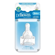 DR. BROWNS NATURAL FLOW NARROW BOTTLE SILICONE NIPPLES  3m+ 2s