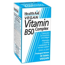 Health Aid Vitamin B50 Complex x 30 Veg Tablets - Supports A Healthy Metabolism & Nervous System