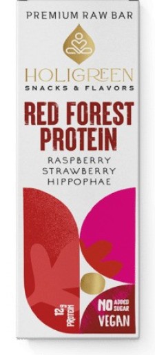 Holigreen Premium Red Forest Protein Raspberry, Strawberry & Hippophae Raw Bar x 60g