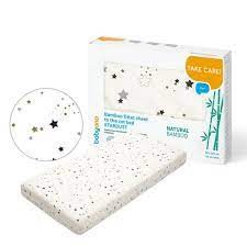 Babyono Bamboo Fitted Cot Bed Sheet Stardust 120x60cm