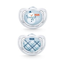 NUK SILICONE SOOTHER 18-36m SNOW 2PIECES