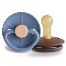 FRIGG Little Viking Round Latex Pacifiers Harald/Bjorn (Ocean View/Cocoa) Size 2, 6-18m 2s