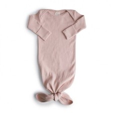 MUSHIE RIBBED KNOTTED BABY GOWN BLUSH 0-3m