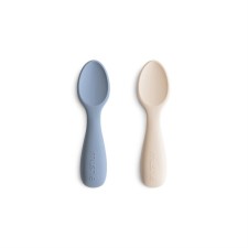 Mushie Toddler Starter Spoons Silicone Tradewinds/Shifting Sand 2s