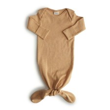 Mushie Ribbed Knotted Baby Gown Mustard 0-3m