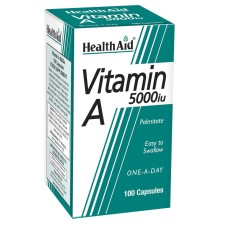 Health Aid Vitamin A 5000iu x 100 Capsule - Maintenance Of Normal Vision, Skin & Mucous Membranes