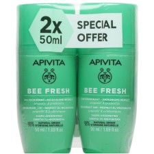 Apivita Bee Fresh Αποσμητικό Roll On 24H Δράσης, 2x50ml