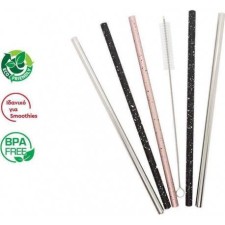 ALPINTEC ECO REUSABLE STRAWS, STRAIGHT STAINLESS STEEL 8MM 5PIECES