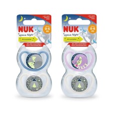 Nuk Space Night Soothers 0-6m x 2 Pieces