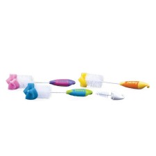 NUBY BABY BOTTLE& NIPPLE BRUSH WITH SPONGE TIP AND HOOK BASE, COLORS MAY VARY 1PIECE