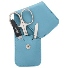 YES SOLINGEN MANICURE CASE 3-PIECE. CONTAINS NAIL SCISSORS, SAPPHIRE FILE AND TWEEZERS. IN RED POCKET LEATHER CASE 99261