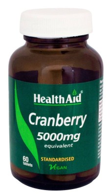 HEALTH AID CRANBERRY 5000MG, HELPS MANTAIN A HEALTHY URINARY TRACT& PREVENT THE SPREAD OF BACTERIAL INFECTION IN THE KIDNEYS 60TABLETS