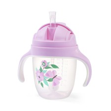 Babyono Sippy Cup with Straw Flowers Pink 240ml