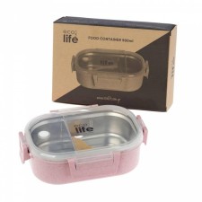 ECOLIFE LIGHT PINK FOOD CONTAINER WITH PARTITION 900ML