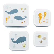 A LITTLE LOVELY COMPANY LUNCH & SNACK BOX OCEAN 4pcs