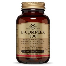 SOLGAR B-COMPLEX 100. FOR ENERGY METABOLISM, CARDIOVASCULAR& NERVOUS SYSTEM SUPPORT 50CAPSULES