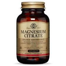 SOLGAR MAGNESIUM CITRATE 200MG, HIGH ABSORBABLE. PROMOTES HEALTHY BONES, SUPPORTS NERVE& MUSCLE FUNCTION 60TABLETS