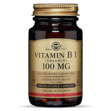 SOLGAR VITAMIN B1 (THIAMIN) 100MG, FOR THE SUPPORT OF NEURAL& CARDIOVASCULAR SYSTEM 100CAPSULES