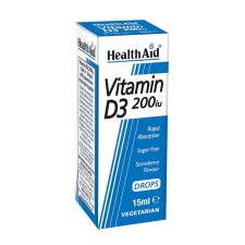 Health Aid Vitamin D3 200iu Drops x 15ml - Strawberry Flavor