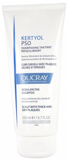 DUCRAY KERTYOL P.S.O, REBALANCING TREATMENT SHAMPOO. COMPLEMENTARY CARE FOR PSORIASIS PRONE SKIN. ELLIMINATES DRY DANDRUFF& SOOTHES ITCHING 200ML