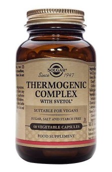 SOLGAR THERMOGENIC COMPLEX. COMBINATION OF 8 INGREDIENTS WITH THERMOGENIC PROPERTIES FOR WEIGHT CONTROL 60CAPSULES