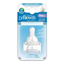 DR. BROWNS NARROW BOTTLE NIPPLES 9m+ (FAST FLOW) 2PIECES