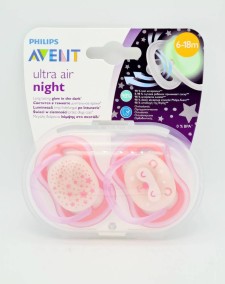 PHILIPS AVENT ULTRA AIR NIGHT PACIFIER 6-18m 2s SCF376/22 