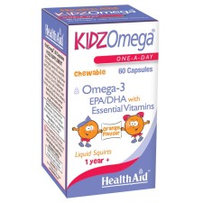 Health Aid Kidz Omega x 60 Chewable Capsules - Omega-3 & Essential Vitamins With Orange Flavor