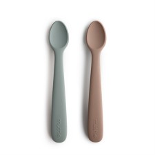 Mushie Silicone Feeding Spoons Stone/Cloudy Mauve 2s