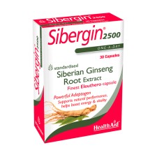 HEALTH AID SIBERGIN 2500, SIBERIAN GINSENG ROOT EXTRACT. SUPPORTS NATURAL PERFOMANCE, HELPS BOOST ENERGY& VITALITY 30TABLETS