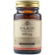 Solgar Folacin (Folic Acid) 400μg x 100 Tablets - For Heart Health & Prenatal Support