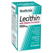 Health Aid Lecithin 1000mg With Vitamin E & CoQ10 x 30 Capsules