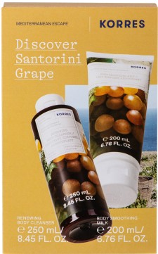 Korres Discover Santorini Grape Set Body Cleanser 250ml & Body Milk 200ml