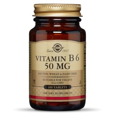 Solgar Vitamin B6 50mg x 100 Tablets- For The Support Of Neural System &  Psychological Functions