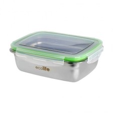 ECOLIFE STAINLESS STEEL FOOD CONTAINER INOX SINGLE WALL GREEN 850ML