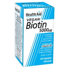 Health Aid Biotin 5000μg x 60 Veg Capsules - Contributes To Healthy Hair Skin And Nervous System