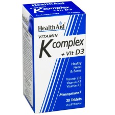 HEALTH AID VITAMIN K COMPLEX+VIT D3 30 TABLETS, FOR STRONGER BONES AND TEETH
