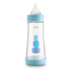 Chicco Plastic Baby Bottle Perfect 5 Blue 300ml 4m+ Fast Flow