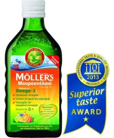 Mollers Cod Liver Oil - Natural Source Of Omega 3 Fatty Acids & Vitamins D3, A & E x 250ml Tutti Frutti Flavor