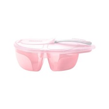 KIKKA BOO TWO COMPARTMENT BOWL WITH SPOON TASTY PINK