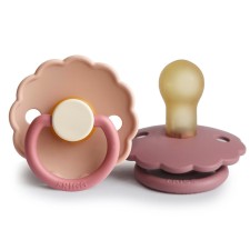 FRIGG Daisy Round Latex Pacifiers Peony/Cedar Size 1, 0-6m 2s