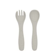 Kikka Boo Fork & Spoon Set Platinum Silicone Sand