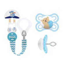 MAM PERFECT & CLIP IT! SILICONE SOOTHER & CLIP BLUE 0m+