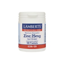 Lamberts Zinc 25mg x 120 Tablets - As Citrate - Maximum Absorbtion